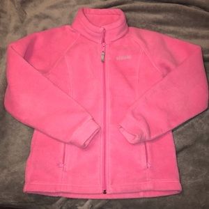 Girls 10/12 Columbia pink full zip fleece jacket